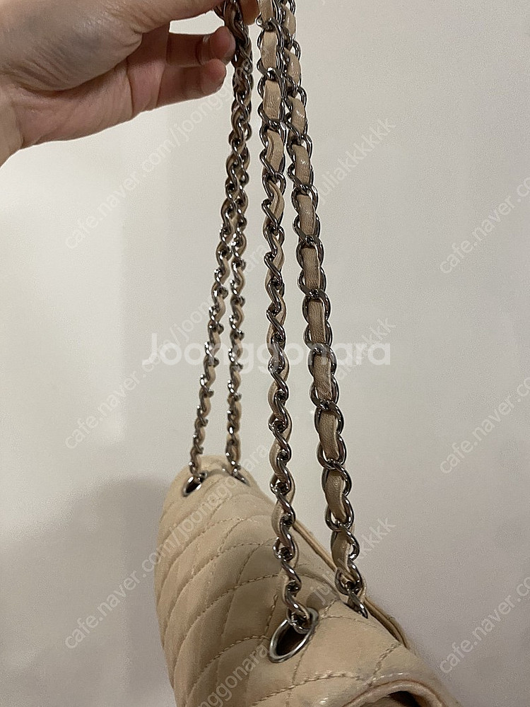 정품 샤넬 클래식 미듐 베이지--2