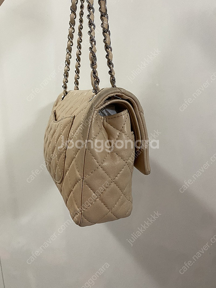 정품 샤넬 클래식 미듐 베이지--5