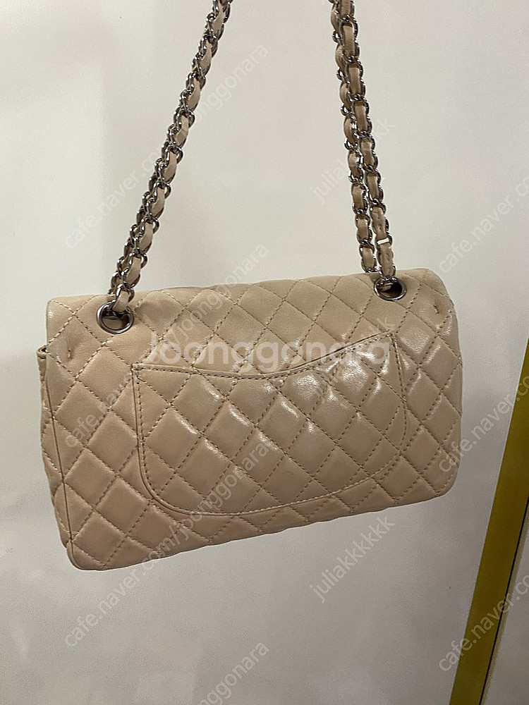 정품 샤넬 클래식 미듐 베이지--6