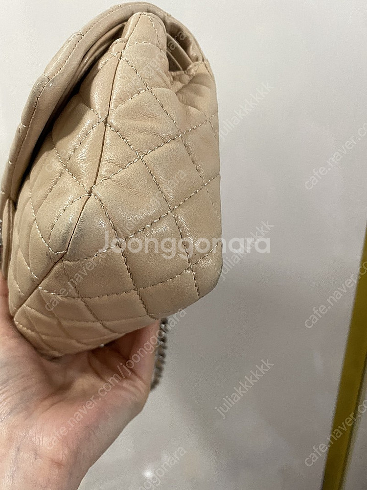 정품 샤넬 클래식 미듐 베이지--9