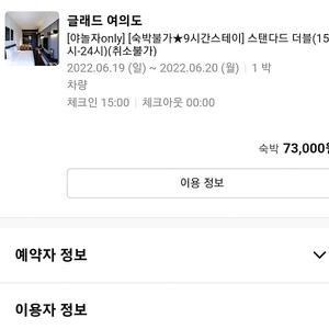 여의도 글래드 대실 이용권 판매(금일 24시까지)