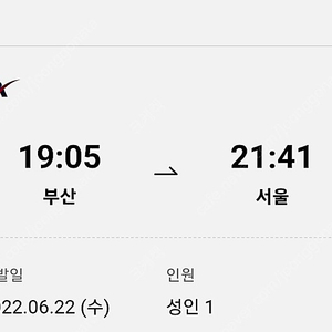 *30%할인*ktx 2매(부산 -> 서울 6월22일 1905시 ) 양도합니다