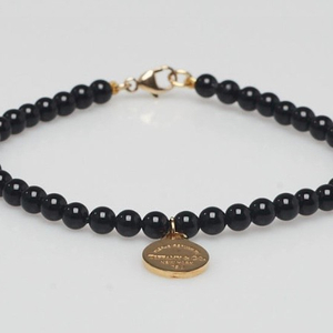 티파니 18K Rose Gold 오닉스 리턴투 라운드 태그 팔찌 Onyx Return to Tiffany 4mm Bead Round Tag Bracelet