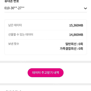 [7월] LGU+(유플러스) 데이터 2기가 3500원에 판매합니다!