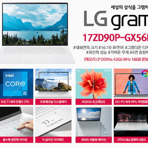 LG전자 그램17 17ZD90P-GX56K <미개봉 새제품> 팝니다.