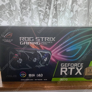 ASUS ROG STRIX 지포스 RTX 3070 O8G GAMING OC D6 8GB 판매합니다.