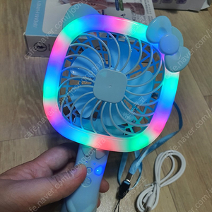 레인보우 LED 휴대용선풍기 새상품