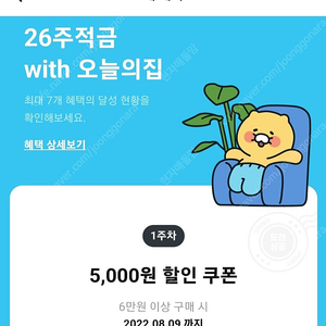 오늘의집 5천원 할인쿠폰 - 1,000원