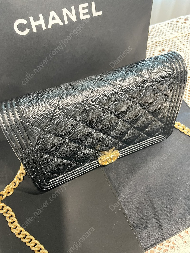 샤넬 보이woc 캐비어 금장--4