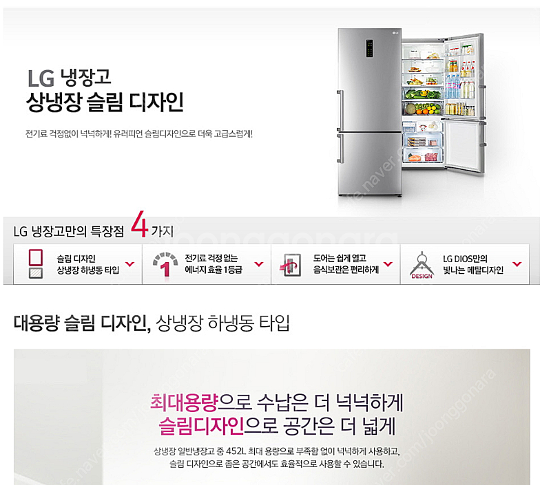 LG 디오스 2도어 냉장고 452L R-M441GCV--3