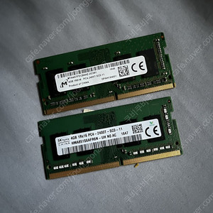 노트북용 DDR4 RAM 4GB(PC4-2400T) 2개 일괄 팝니다.