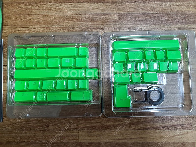 레이저PBT키캡+코일케이블세트 그린--1