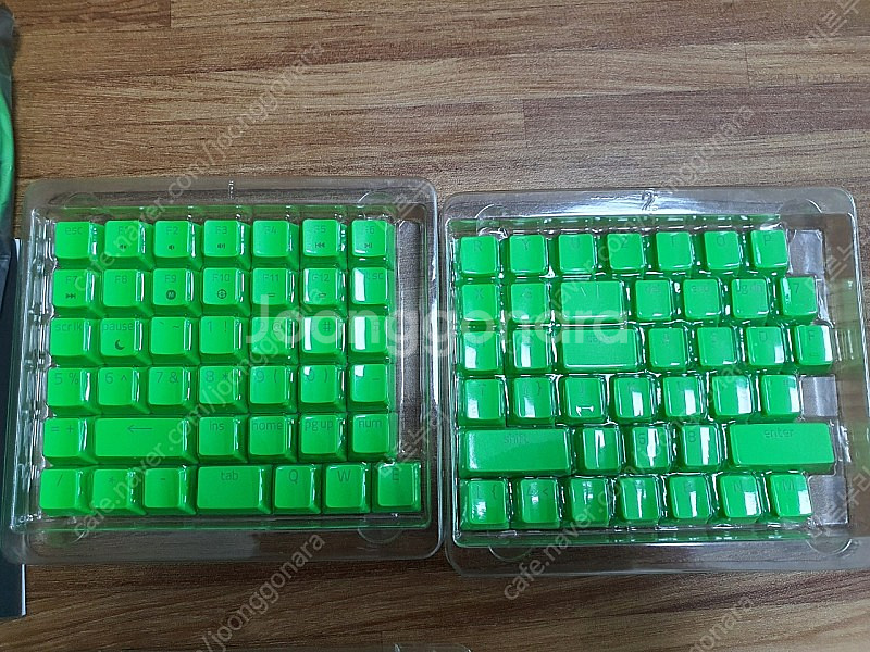 레이저PBT키캡+코일케이블세트 그린--2