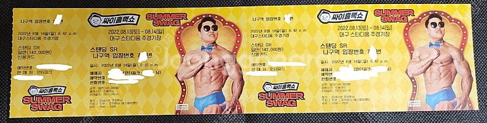 싸이 대구콘서트 스탠딩 나구역 700번대 연석2장--0