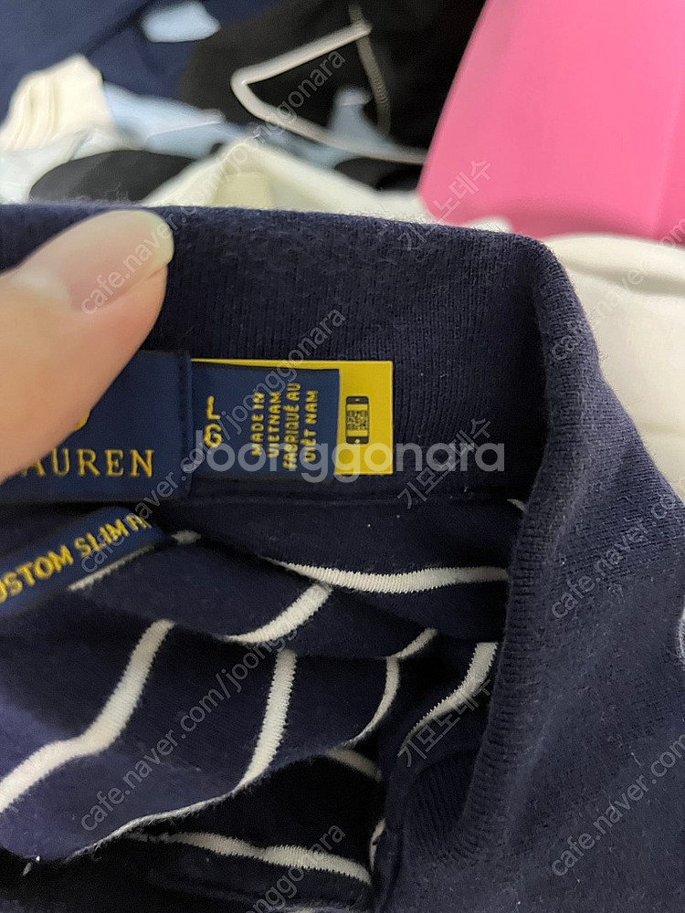 폴로 22ss 네이비 스트라이프 카라티 싸게팝니다--2