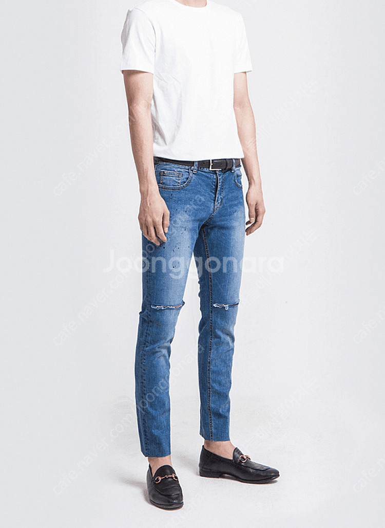 페이탈리즘 블랙페인트 크롭진 48--0