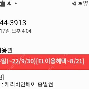 캐리비안베이 종일권 1장