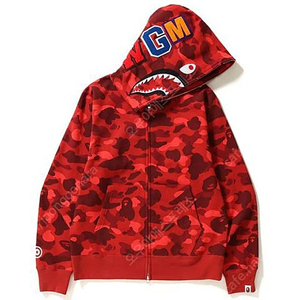 [L] 베이프 Red Camo Shark Hoodie