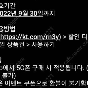 kt shop 5g 모바일 상품권 2만원권 5장