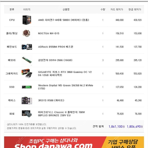 고성능 데스크탑 라이젠 5800x 완본체 개인사용 팝니다