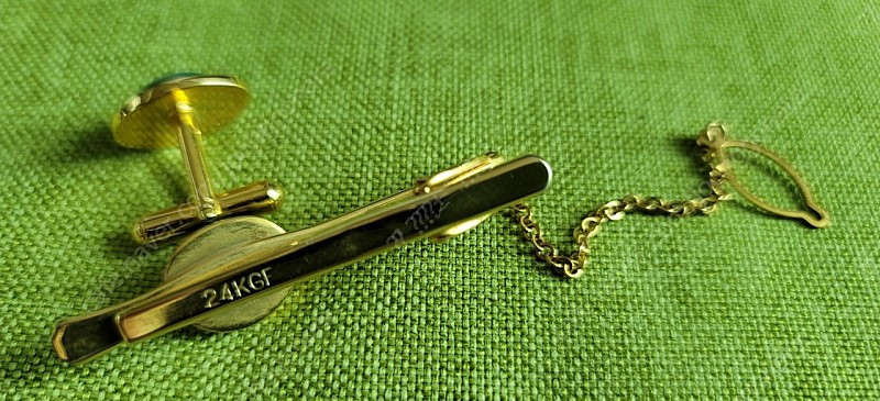 24KGF 도금 넥타이핀 3개와 커프스1개 이미지