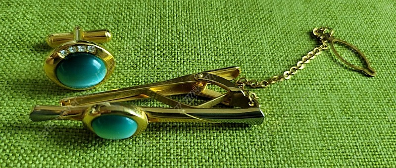 24KGF 도금 넥타이핀 3개와 커프스1개 이미지