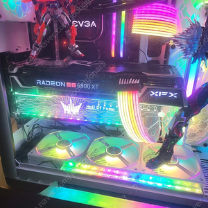 amd 5800x + xfx rx6800xt + 커세어 램 32g 삼성 4k 32인치 모니터 + 커세어 k57 rgb 풀셋 일괄 정리