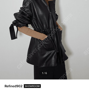 [새상품] Refined902 비건 레더 스트링 롱 재킷 블랙 Vegan leather String Long Jacket_Bk