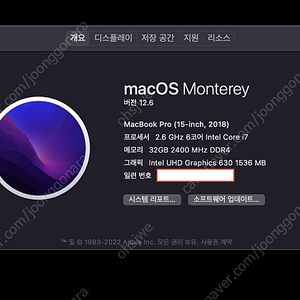 2018 맥북 프로 15인치 CTO CPU i7 / 램 32G / SSD 1TB 판매