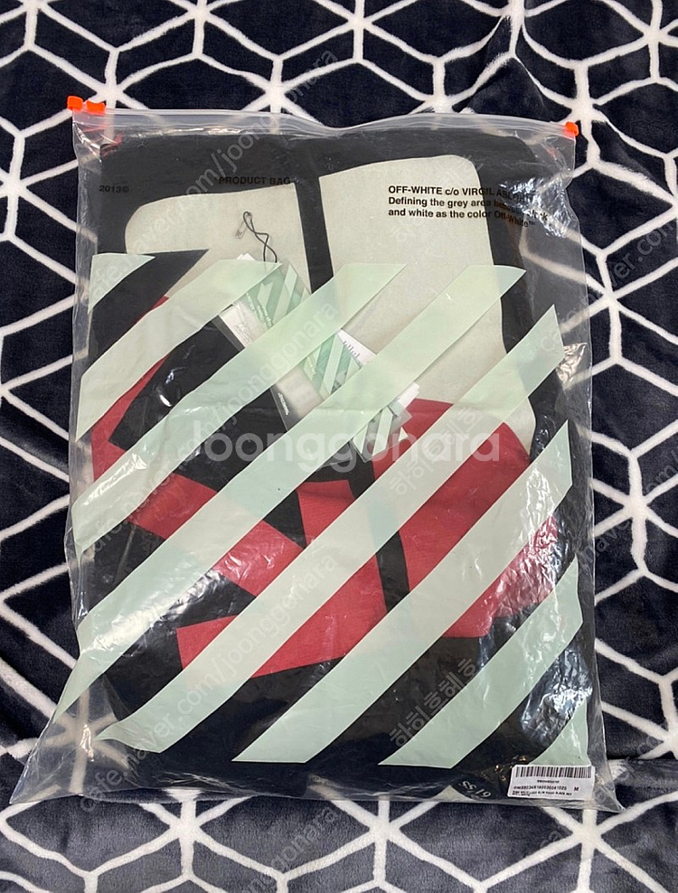 오프화이트 19ss 스플릿 로고 후드 블랙레드 M--3