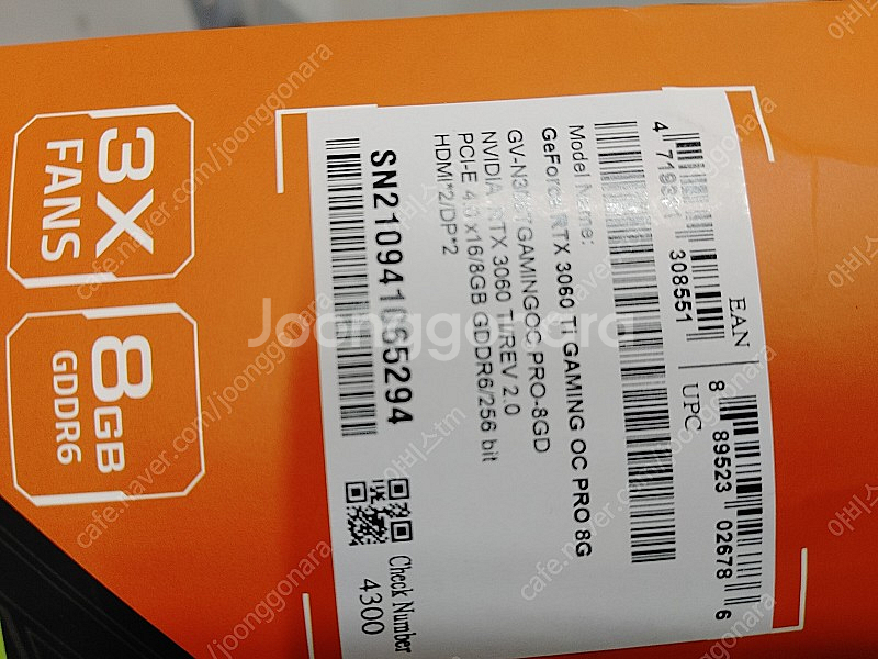 기가바이트 RTX 3060TI 팝니다--7