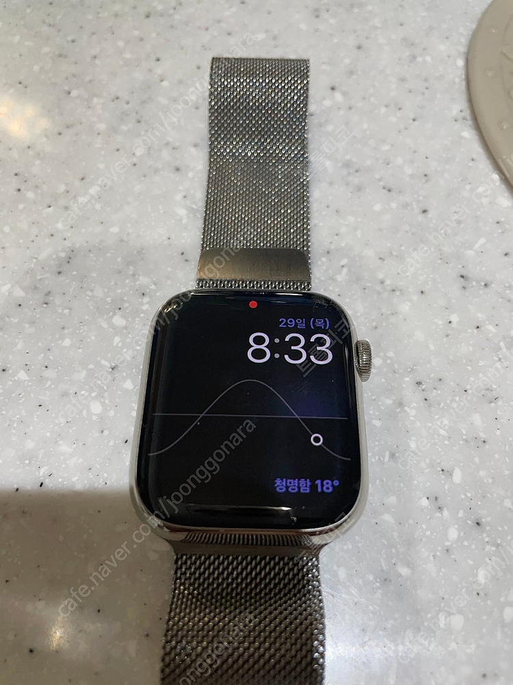 [애플케어{애플워치7 45mm 스테인리스 밀리니언루프 팝니다--3