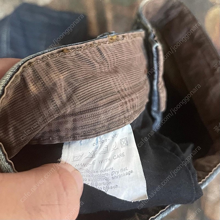 일본 빈티지 플로랄 자수워싱데님팬츠 Free 카라쿠리 자수바지 워싱진--4