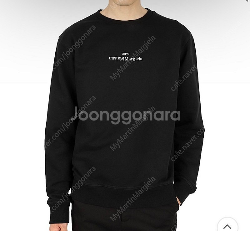46) 메종 마르지엘라 20fw 로고 맨투맨 블랙--2