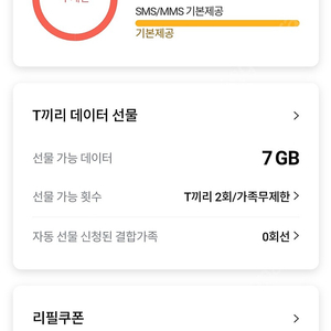 Skt 데이터 2기가 3500원 팔아요~(후입금)