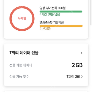 sk 데이터 1기가 2천원 총 2기가 팔아요