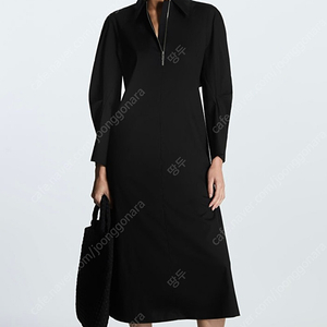 코스 하프집업 포플린 미디 셔츠 드레스