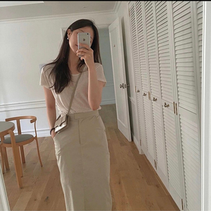 매니매니모드 면스커트 베이지 manymanymode simple H skirt Beige