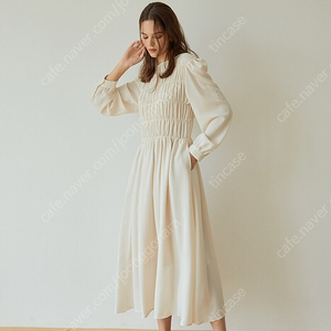 리엘(RE_L) 로맨틱 셔링 원피스 Romantic Shirring Long Dress(Ivory)