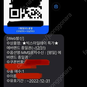 에버랜드 평일 종일권 1장 ~12.31