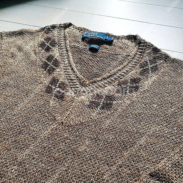 [S]폴로 랄프로렌 브이넥 린넨실크 베이지 니트 스웨터--1