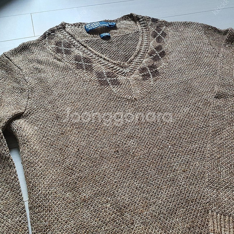 [S]폴로 랄프로렌 브이넥 린넨실크 베이지 니트 스웨터--2