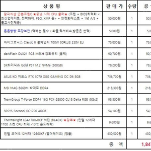 인텔 i5-12600K+3070 본체 급처합니다.