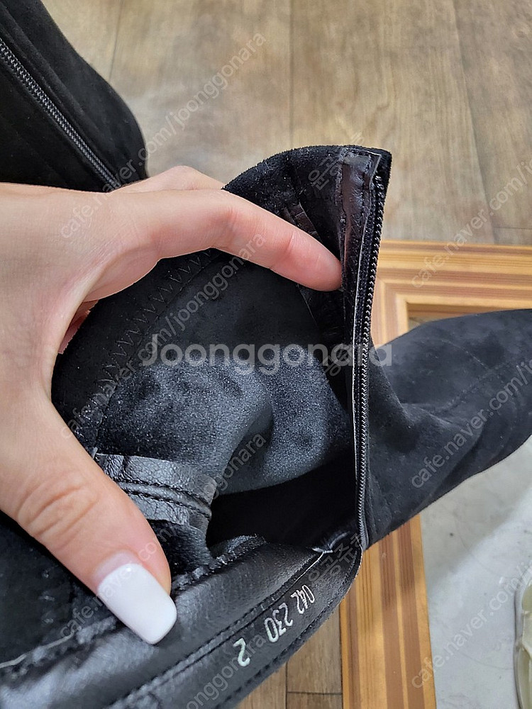 사뿐호레인삭스앵글부츠5cm 스웨이드기모 230--1