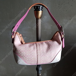 할인(정품)코치 가방 숄더백 손가방 화이트가죽+핑크천