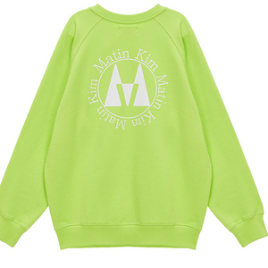 새상품) 마뗑킴 맨투맨 / MATIN SYMBOL RAGLAN SLEEVE MTM IN LIME / 마틴 심볼 라그란 심볼 맨투맨 라임 색상 / 원사이즈