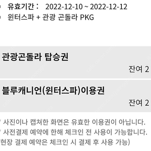 휘닉스평창(휘닉스파크) 블루캐니언&곤돌라 12월 10~12일 이용가능한 티켓팝니다