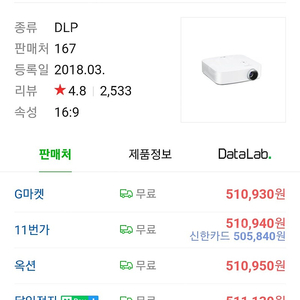 LG PF50KA 빔프로젝터 팝니다