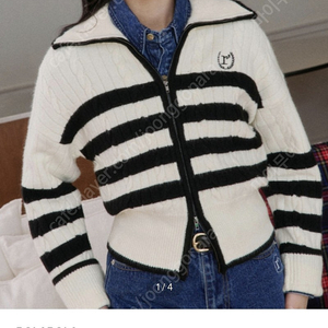 로라로라 TWOWAY STRIPE ZIPUP KNIT IVORY