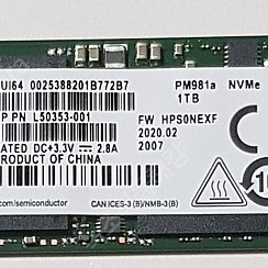 삼성 NVMe SSD PM981a 1Tb 8.5만 팝니다.